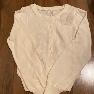Girls ivory cardigan with flower